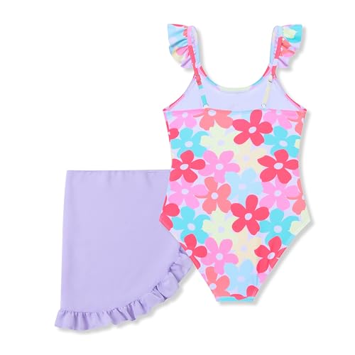 Girls One-Piece Swimsuit with Mesh Cover-Up - Size 13-14Y Purple