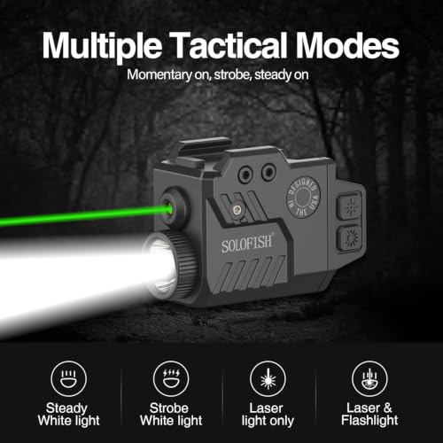 800 Lumens Tactical Pistol Light with Green Laser & Strobe Function