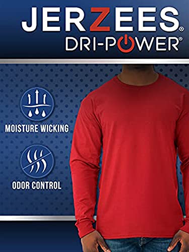 Jerzees Mens Dri-Power Cotton Blend Long Sleeve Tees, Moisture
