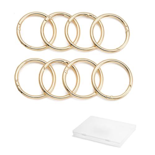 15pcs Round Carabiner Clips - Zinc Alloy O Rings - 2.3" Diameter - Gold