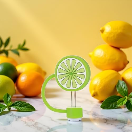 Green Lemon Silicone Straw Cover for 10mm Tumbler Straws - Protective Cap