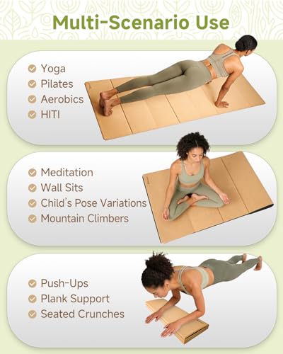 Foldable Cork Yoga Mat - Non-Slip, Travel-Friendly 69x24 Inches, Eco-Friendly