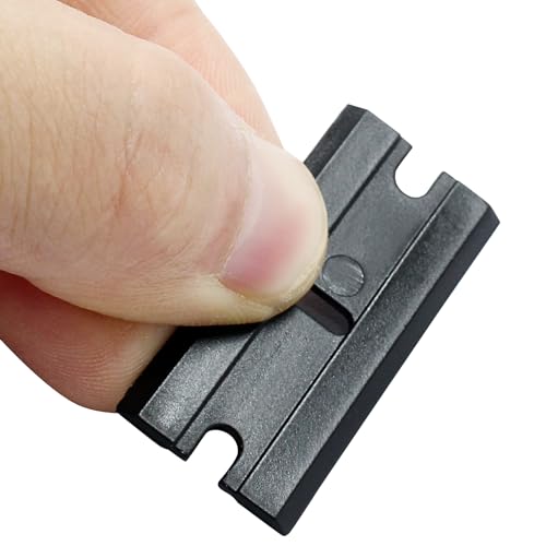 100pcs Plastic Razor Blades, Double Edged Plastic Blades, Safety Glass Scraper Blades for Cleaning Glass Removing Adhesive Residue(Black)