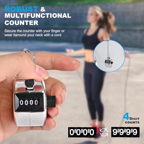 Metal Tally Counter - 4-Digit Handheld Clicker - 4 Pack Silver