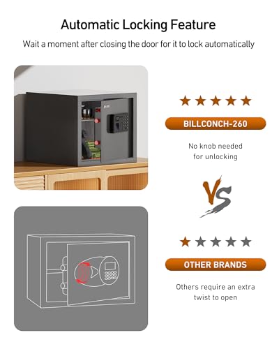 Smart Gun Safe for Multiple Pistols - Biometric Handgun Safe, Black - 0.8 Cubic Feet