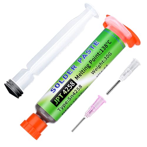 Sn42-Bi58 Solder Paste, No Clean Lead Free 30g Soldering Paste, 138¡É Melting Point, Low Temp Solders Pastes for Electronics Flux for BGA, SMD Repair (1 Pack)