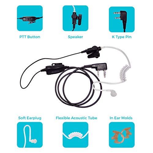 BTECH QHM07 Platinum Series Noise-Cancelling Surveillance Earpiece for K1 Radios - Single Pack