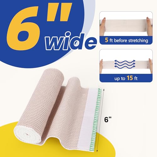 6" Elastic Bandage Wrap - Compression Bandage for Waist & Leg, 2 Pack