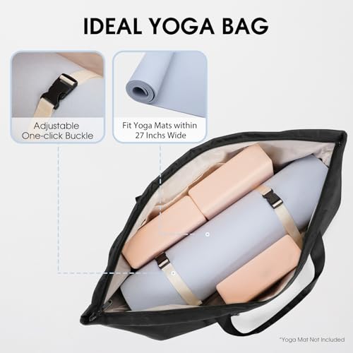 Large Yoga Mat Bag with Trolley Sleeve & Wet Pocket - Black