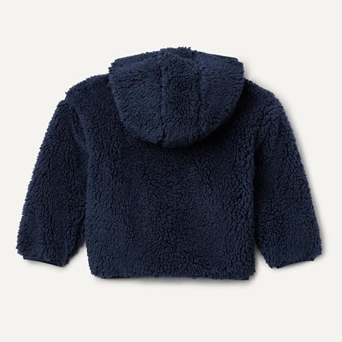 Toddler Boys Half Zip Sherpa Hoodie Sweatshirt with Kangaroo Pocket - Large Navy