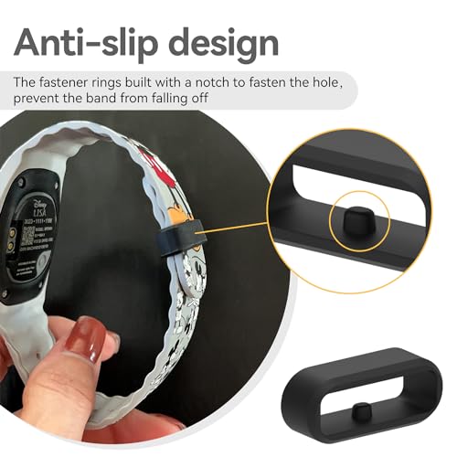Silicone Band Keeper Rings for Smart Bands - Black - 6 Pack