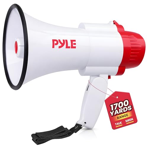 Megaphone Bullhorn with Siren and Voice Recorder - 1700-Yard Range