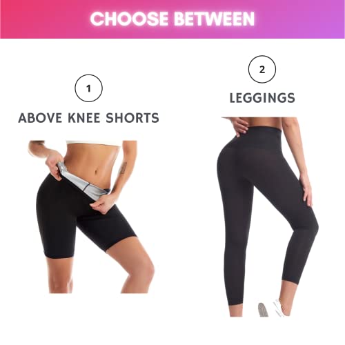 Nano Hertz Large Above Knee Sauna Sweat Shapewear Shorts Leggings for Women – Weight Loss Fitness