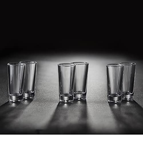 Elivia 1.2oz Shot Glass Set with Heavy Base - 12 Pack, Clear Glass for Whiskey & Liqueurs