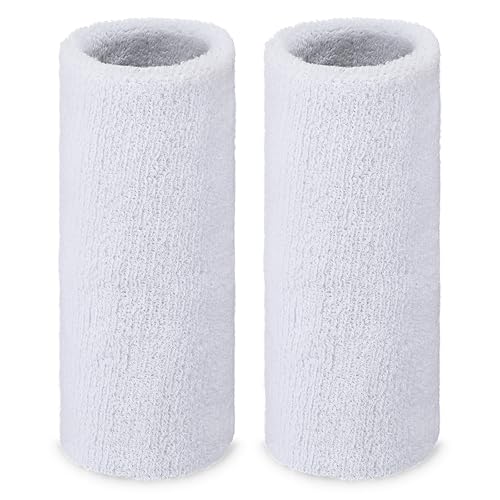 Wrist Sweatbands - Elastic Sport Wristbands for Working Out - White
