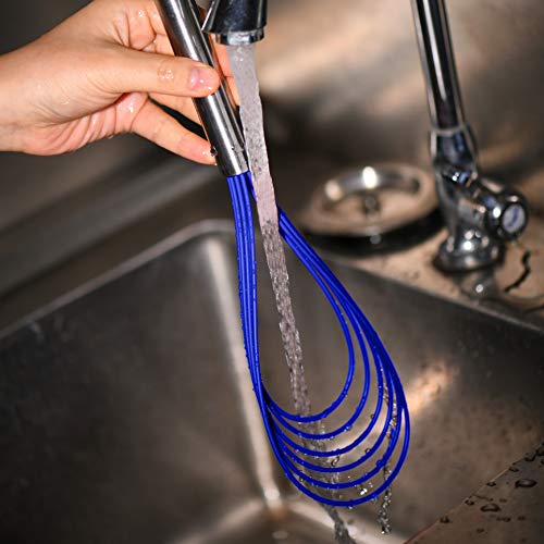 Jell-Cell Blue Flat Whisk Set, 3-Pack Stainless Steel with 6-Wire Silicone Heads 10'' 11'' 12''