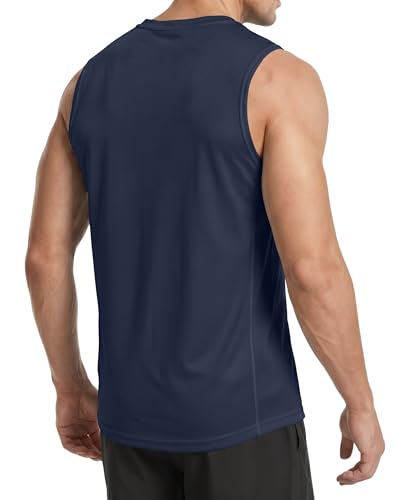 Men's Breathable Mesh Tank Top 3-Pack - Large, Black/Dark Grey/Navy