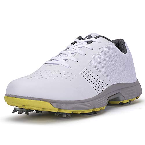Waterproof Men's Golf Shoes - Spikes Sneakers 11.5 White