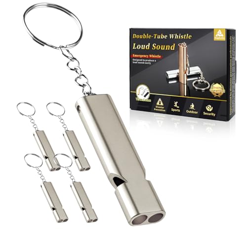 Emergency Whistle for Rescue Signaling - 5 Pack Silver