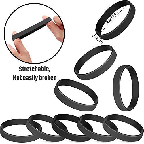 12-Piece Solid Silicone Rubber Wristbands - Blank Bracelets - Black