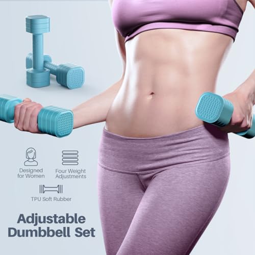 Adjustable Dumbbell Set for Women - 4 in 1, 2-5 lb, Blue