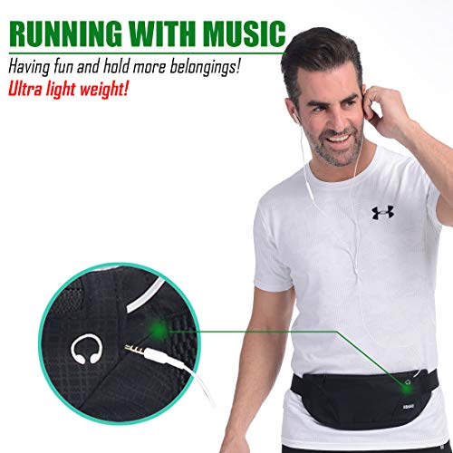 Running Belt for Men & Women - Lightweight Bounce-Free Waist Pouch - Black