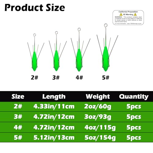 Aollerfilery 5 pcs Sputnik Sinker Fishing Weights 2.0 oz Long Tail Spider Sinkers