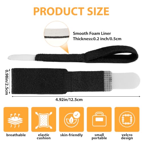 Buddy Tape Finger Straps - 10 Pcs Padded Splint for Injured Fingers - Black - 12.5cm