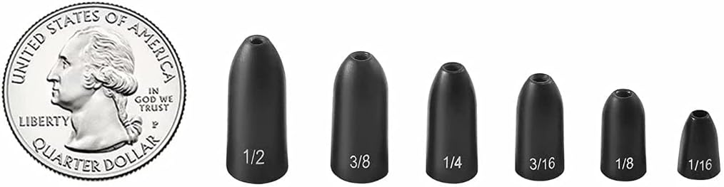 Tungsten Bullet Fishing Weights by [Brand Name] - 12 Pack Insert Free Worm Sinkers | 1/8 to 1/2 oz Sizes