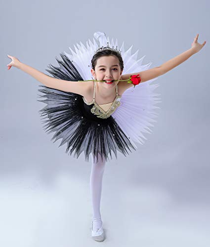 Girls' Ballet Swan Lake Tutu Costume for 6-7 Years Black & White