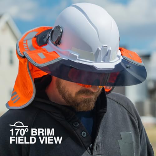 Klein Tools 03011 Hybrid Wide Brim Sombrero Sun Hat with Neck Flap, Hi-Visibility 1200D Fabric, and Universal Hard Hat Clips