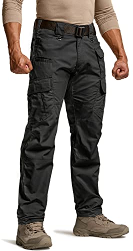 Men's Tactical Pants - Water Resistant Cargo Pants - Mag Pocket Black, 34W x 32L