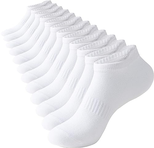 Low Cut Athletic Cotton Ankle Socks - 6 Pairs, White