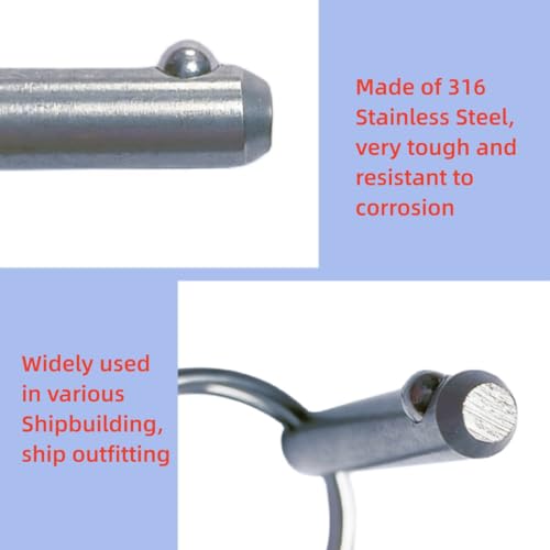 316 Stainless Steel Bimini Top Ball Pin Latch Safety Pin with Lanyard & Screws Φ1/4" x 1.5" (4Pcs)