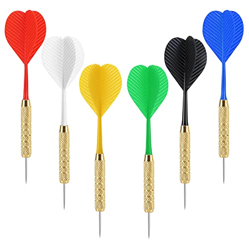 18 Pack Steel Tip Darts Set - 18g Metal Dart Set - Gold