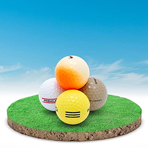 Bastex 50 Mix Hit-Away Recycled Golf Balls with Mesh Carry Bag – Practice/Range