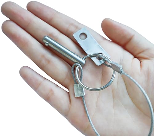 316 Stainless Steel Bimini Top Ball Pin Latch Safety Pin with Lanyard & Screws Φ1/4" x 1.5" (4Pcs)