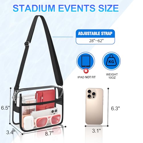 Clear Stadium Approved Bag for Events - Small Mini Purse - Black