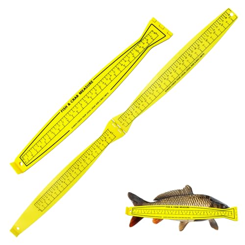32-Inch Foldable Fish Measuring Board with Lanyard Eyelet - Yellow