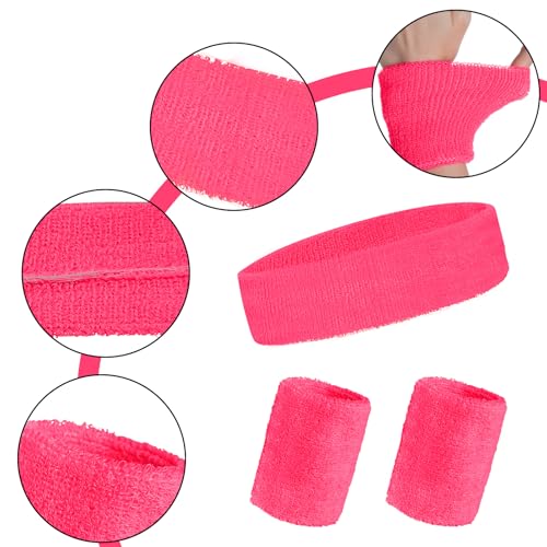 Wicking Sweat Headband & Wristbands Set - Pink
