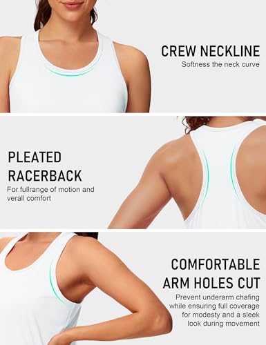 MAGCOMSEN Women's Medium White Racerback Tank Top for Workout & Yoga