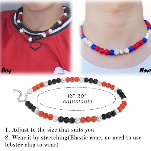 Beaded Baseball Necklace - 16-20in Ice Blue/Yellow/Blue