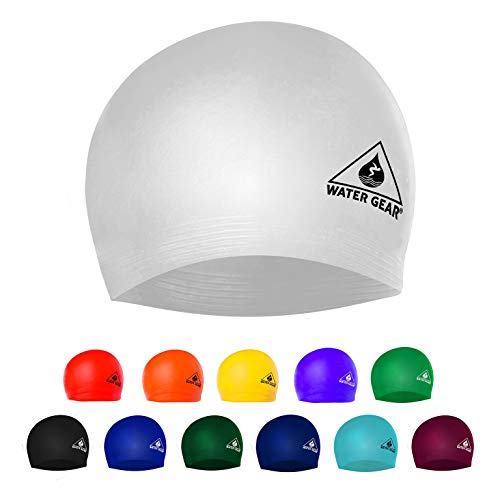 Latex Swim Cap for Adults - Durable & Flexible - White