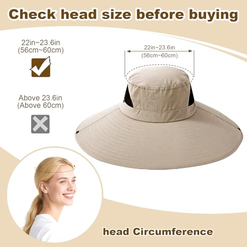 Herolland Khaki Wide Brim UPF50+ Waterproof Bucket Hat for Men & Women - Fishing, Hiking, Camping
