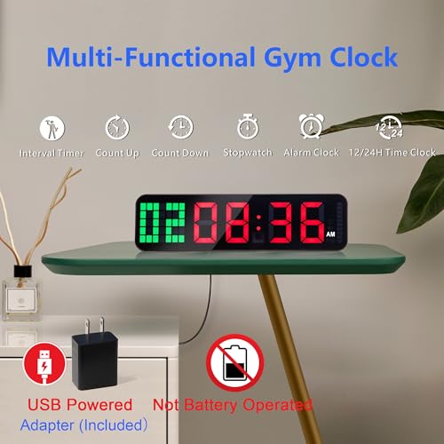 Large Digital Gym Timer with Remote Control - Interval Stopwatch & Countdown Clock