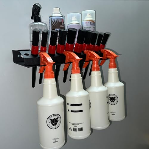 Bottle Storage Rack, Detailing Brush Organizer, Spray Bottle Storage Rack, 3/8" Air Tool Holder, for Garage and Workspace (1pc-Black)