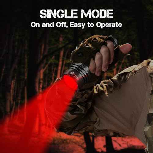 ULTRAFIRE Red Hunting Flashlight, 273-Yard Long Range, 10W Super Bright Tactical LED Red Light for Night Hunting Essentials, Coyote, Hog, and Varmint - Single Mode Predator Light WF-509R