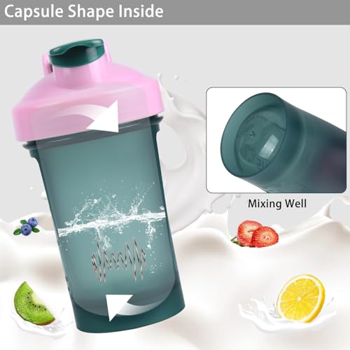 400ml Protein Shaker Bottle with Mixing Ball - Green