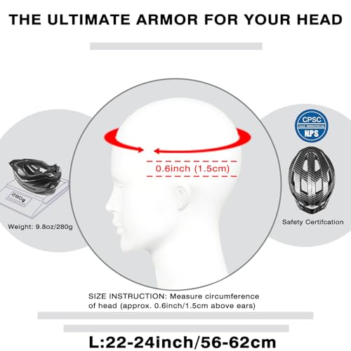 XIFENGRID Adult Bike Helmet Men Women with USB Rechargeable LED Rear Light - Carbon Black