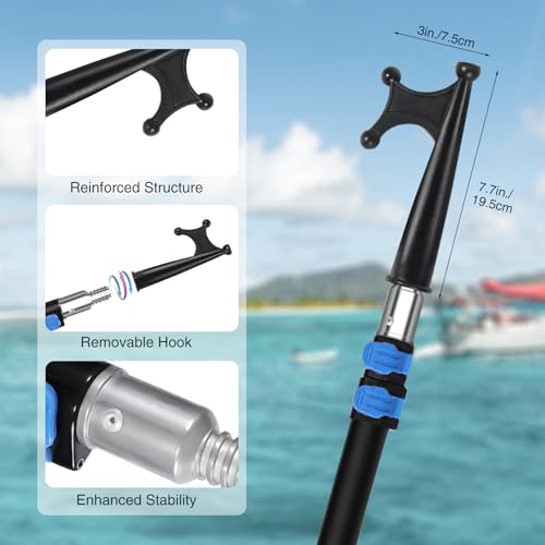 Lineslife Black 8ft Telescoping Boat Hook for Docking Floating Pole